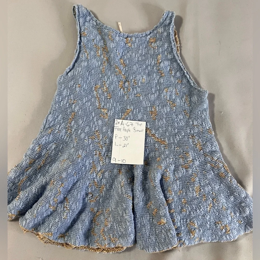 Free People Women Side By Side‎ Flared Blue Sz Small Peplum Tank Top Blouse Y2K